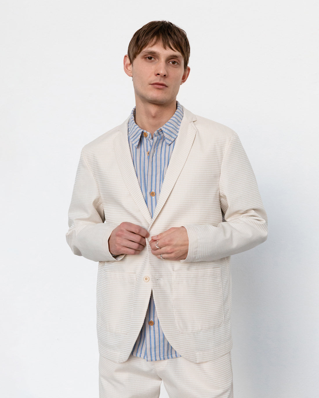 Casual Waffel Blazer Bio Baumwolle - Sand