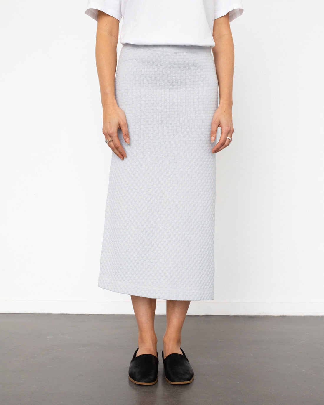 Gestrickter Midi Rock Bio Baumwolle - Grau