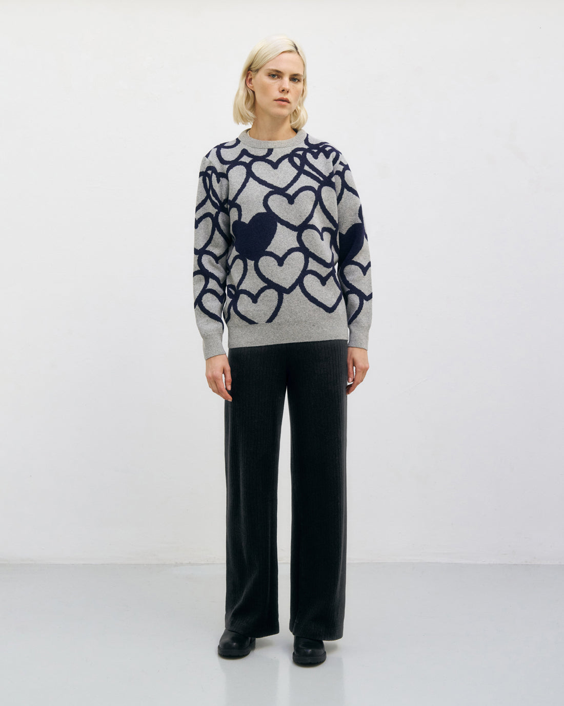 Affection Strick Sweatshirt Recycelte Wolle - Hellgrau