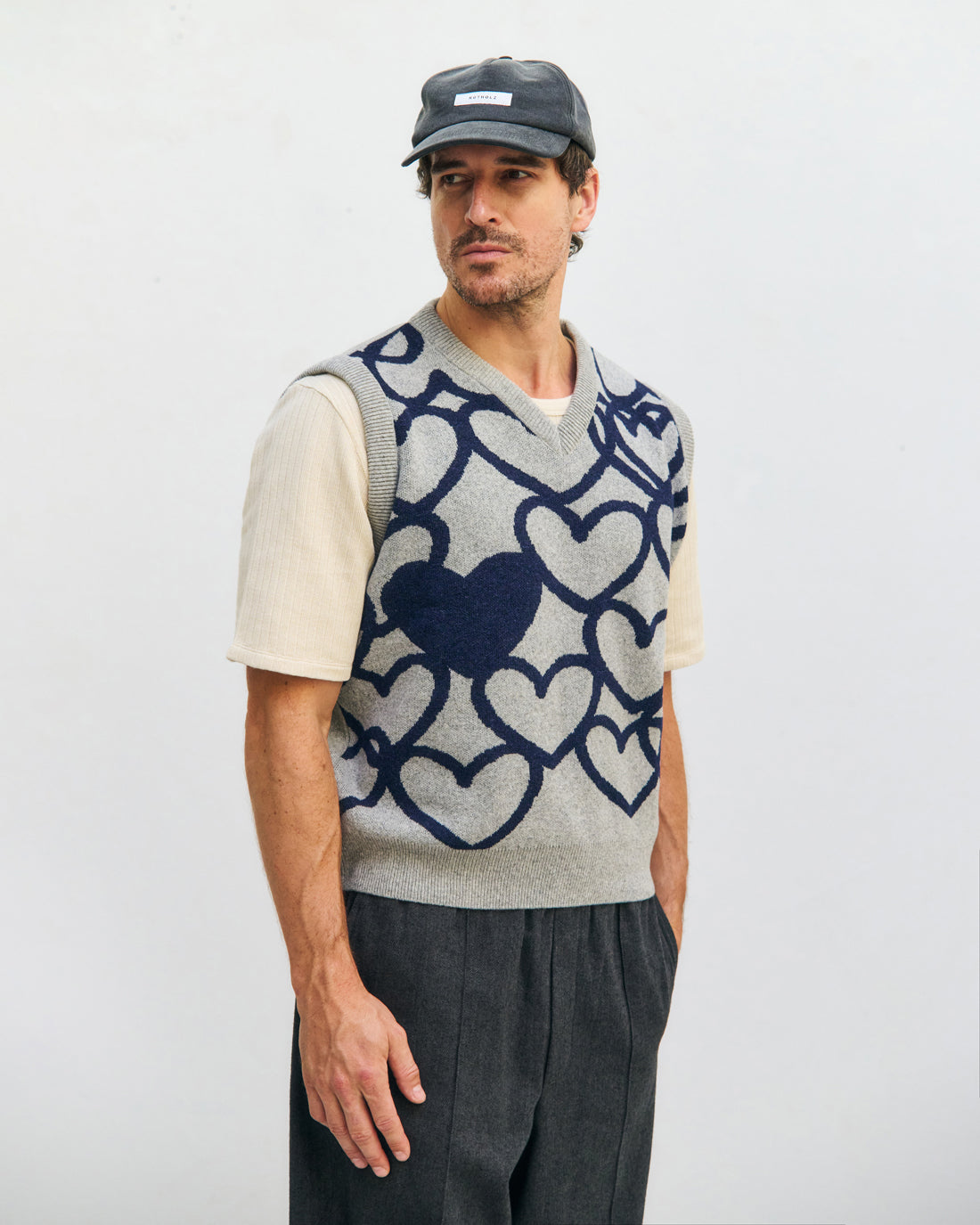 Affection Strick Weste Recycelte Wolle - Hellgrau