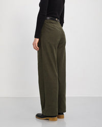 High Waist Flanell Hose Bio Baumwolle - Moosgrün