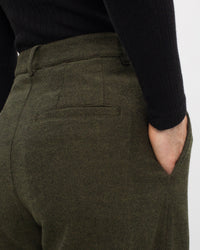 High Waist Flanell Hose Bio Baumwolle - Moosgrün