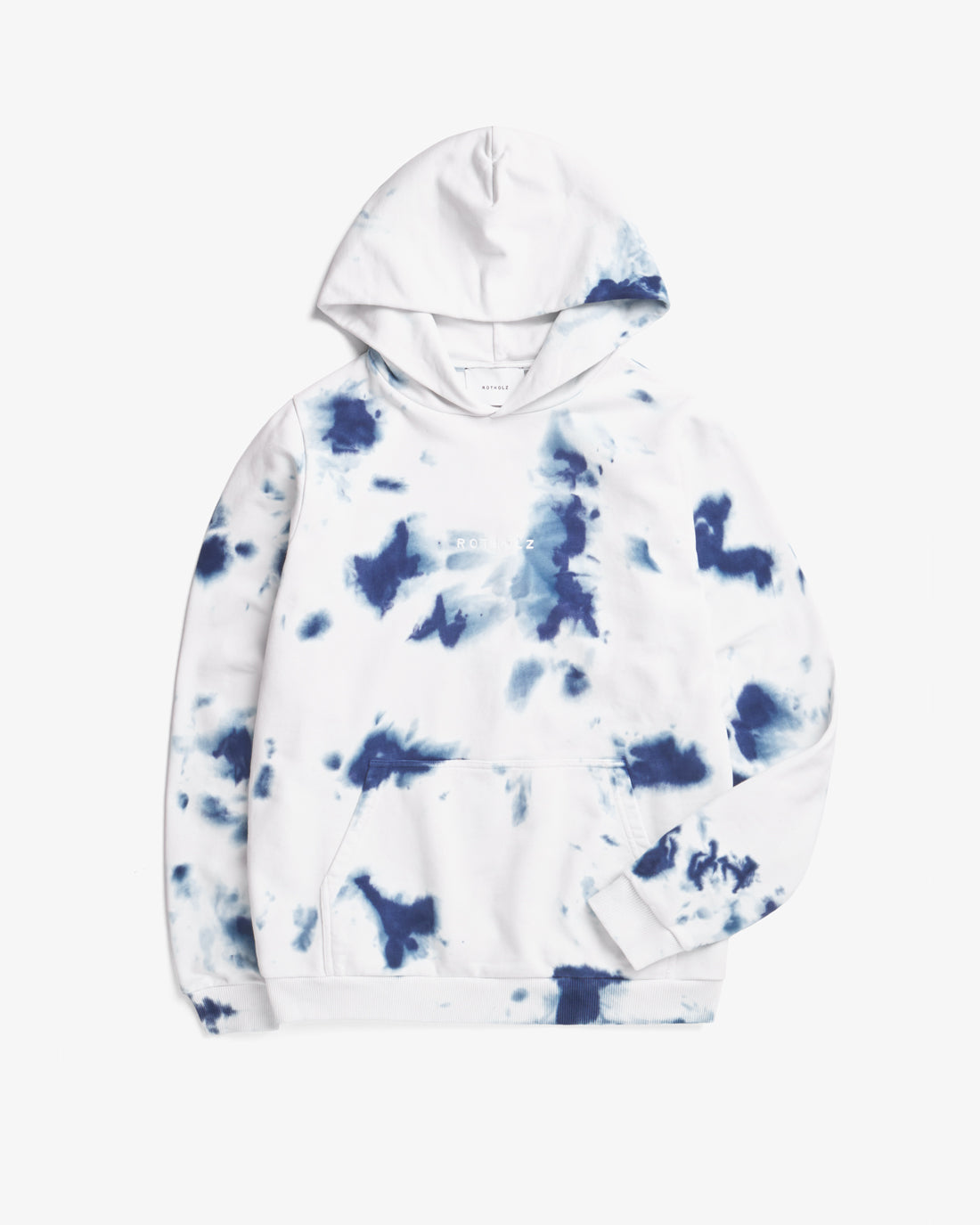 Rotholz Batik Hoodie Bio Baumwolle - Blau/Off-White