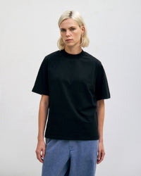 T-Shirt mit breitem Kragen Bio Baumwolle - Schwarz