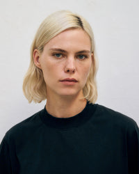 T-Shirt mit breitem Kragen Bio Baumwolle - Schwarz
