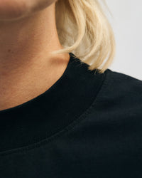 T-Shirt mit breitem Kragen Bio Baumwolle - Schwarz