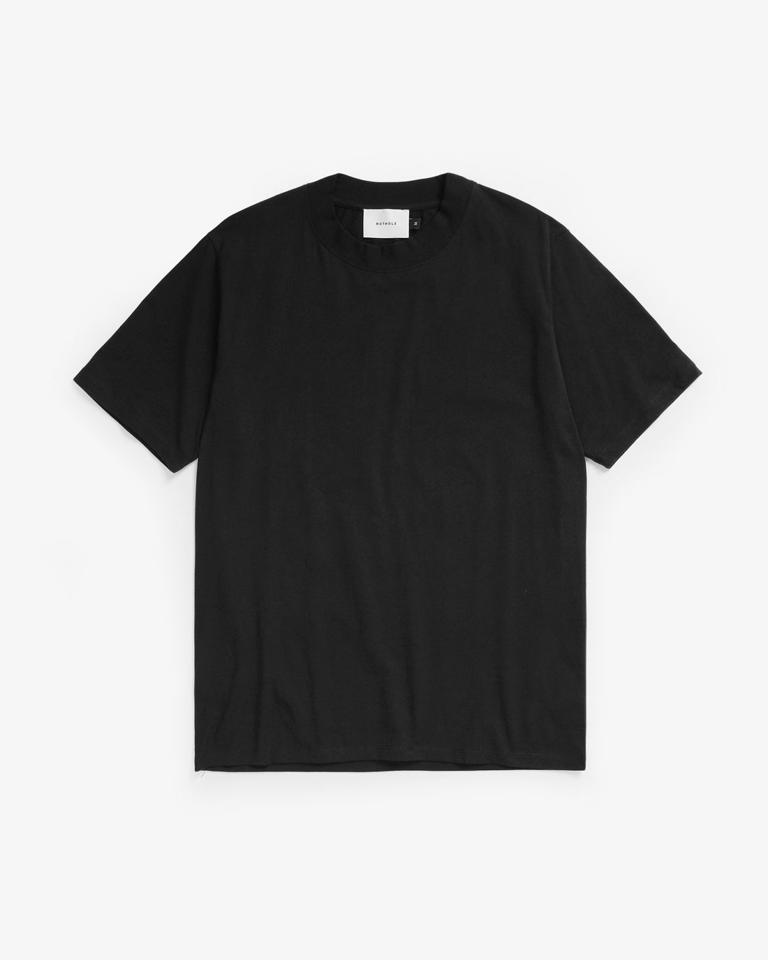 Rotholz Basic T-Shirt mit breitem Kragen Bio Baumwolle - Schwarz