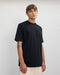 T-Shirt mit breitem Kragen Bio Baumwolle - Schwarz
