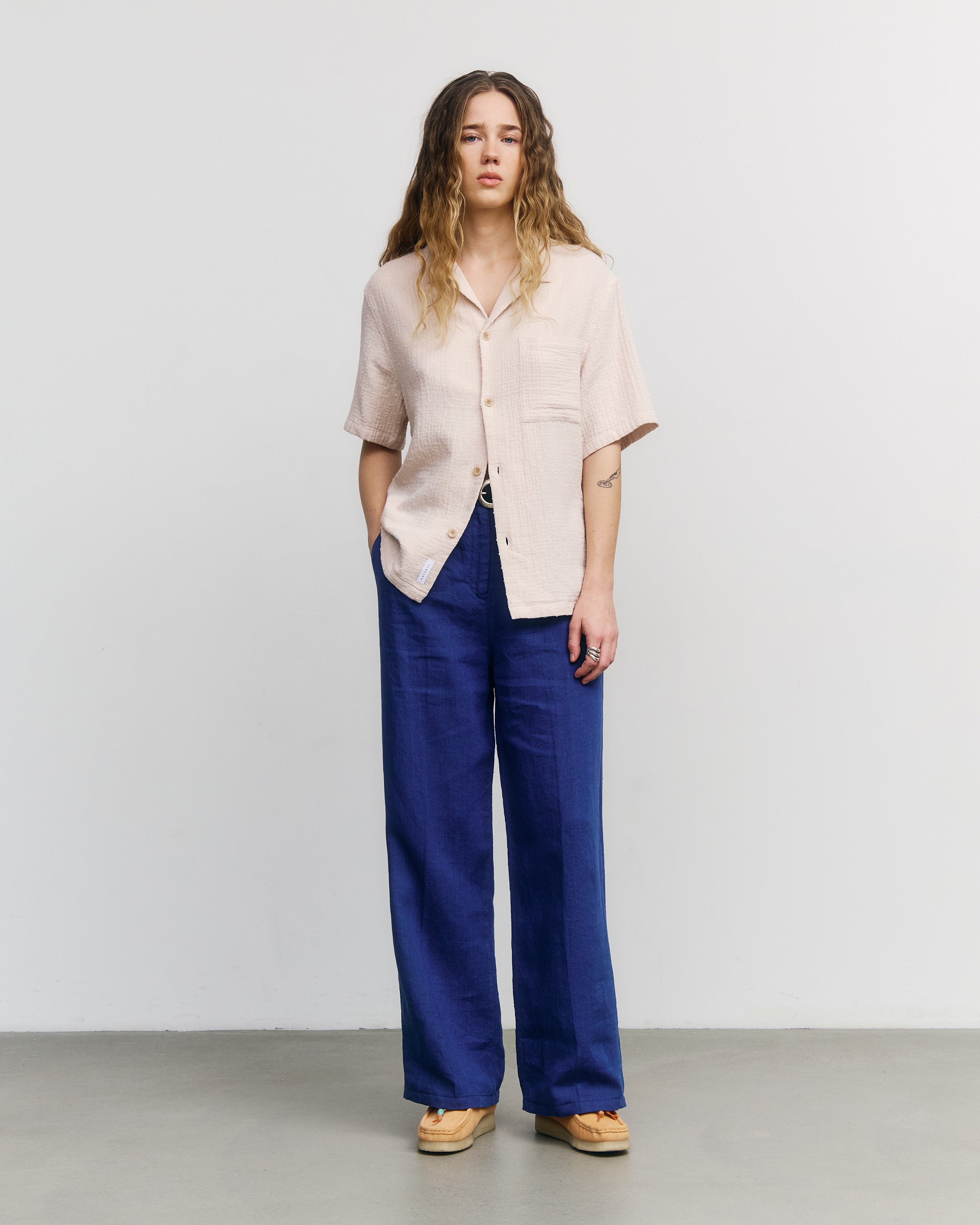 Strukturiertes Bowling Shirt Bio Baumwolle - Grau