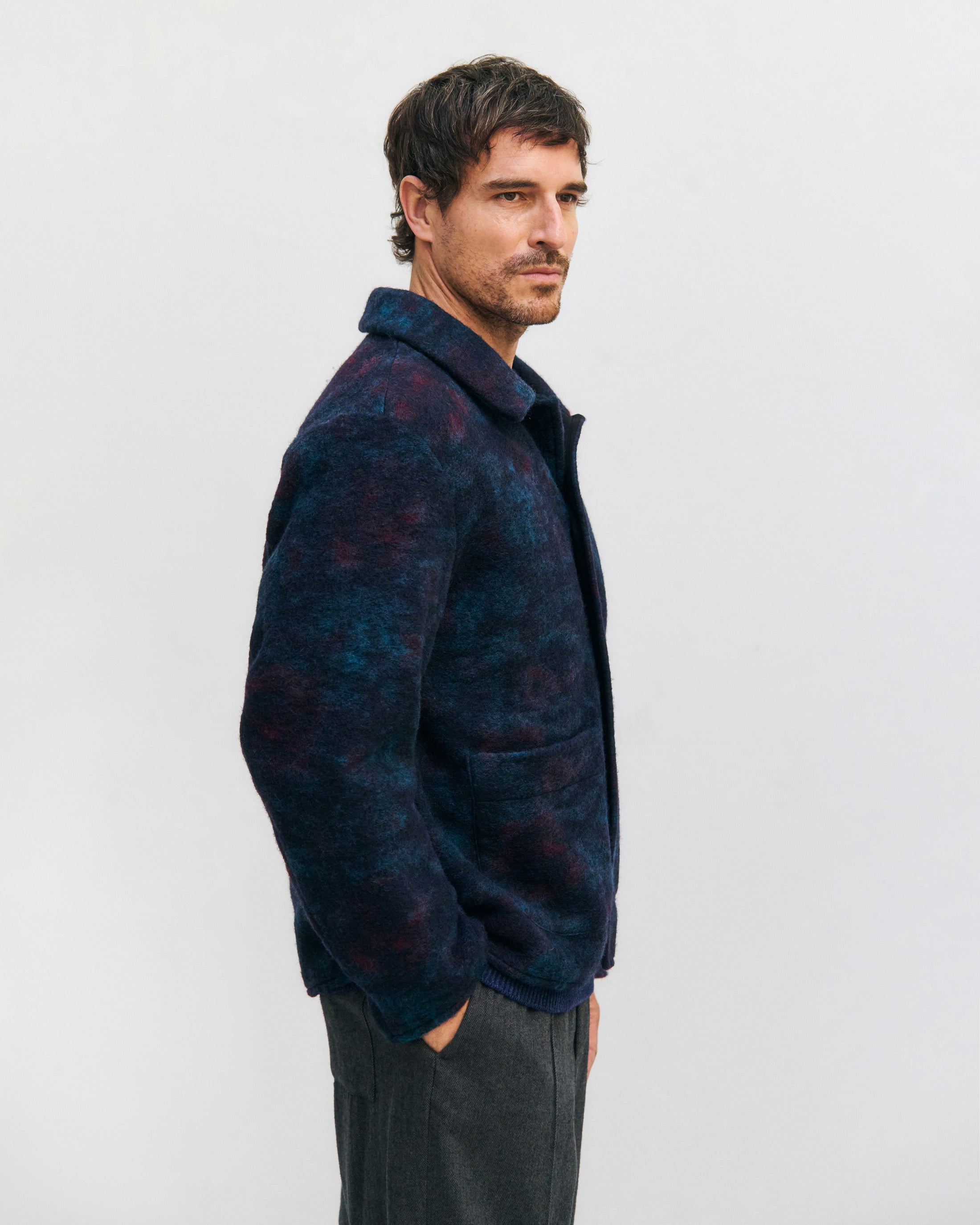 Workwear Jacke Bio Wollmischung - Blau Melange