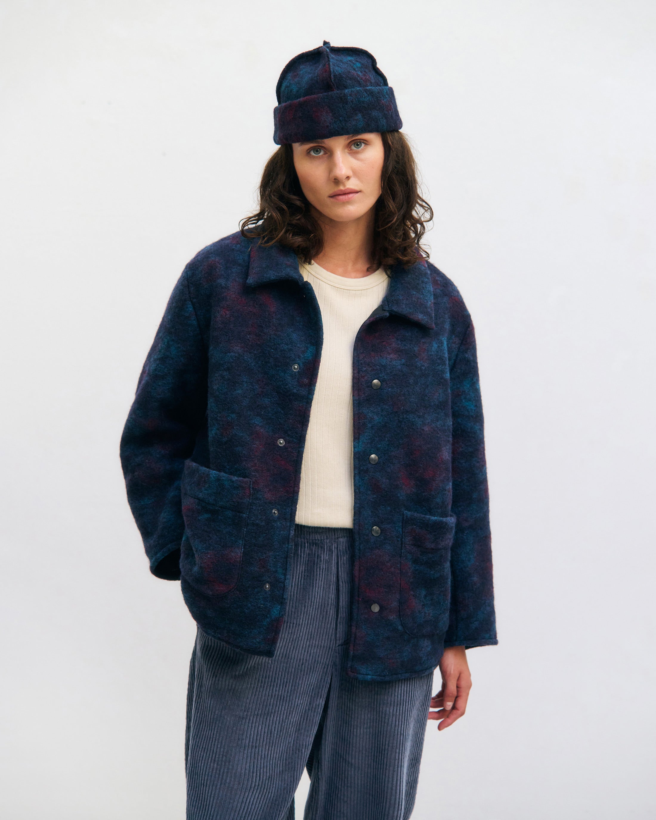 Workwear Jacke Bio Wollmischung - Blau Melange