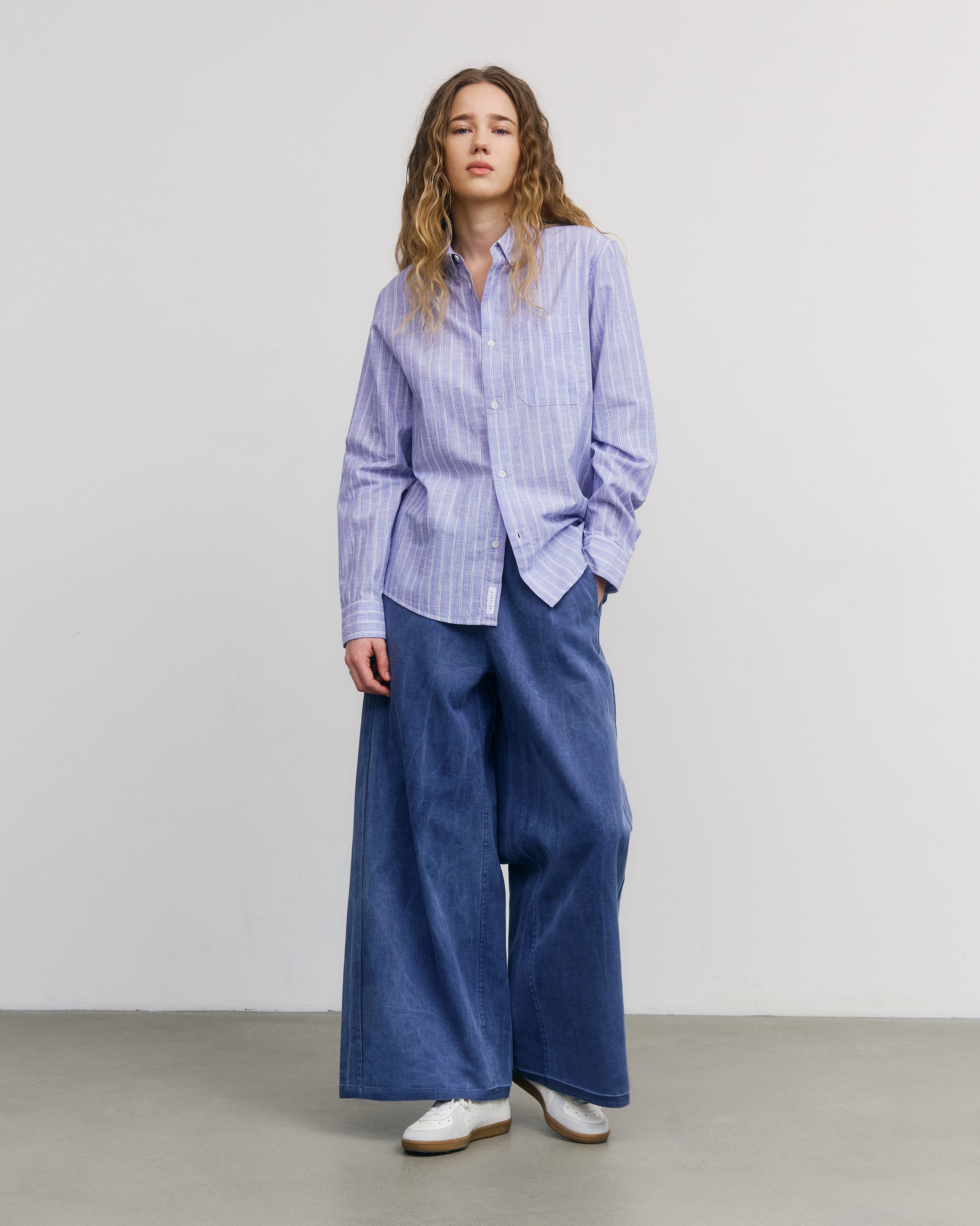 Button-Down Hemd Bio Baumwolle - Blau Gestreift