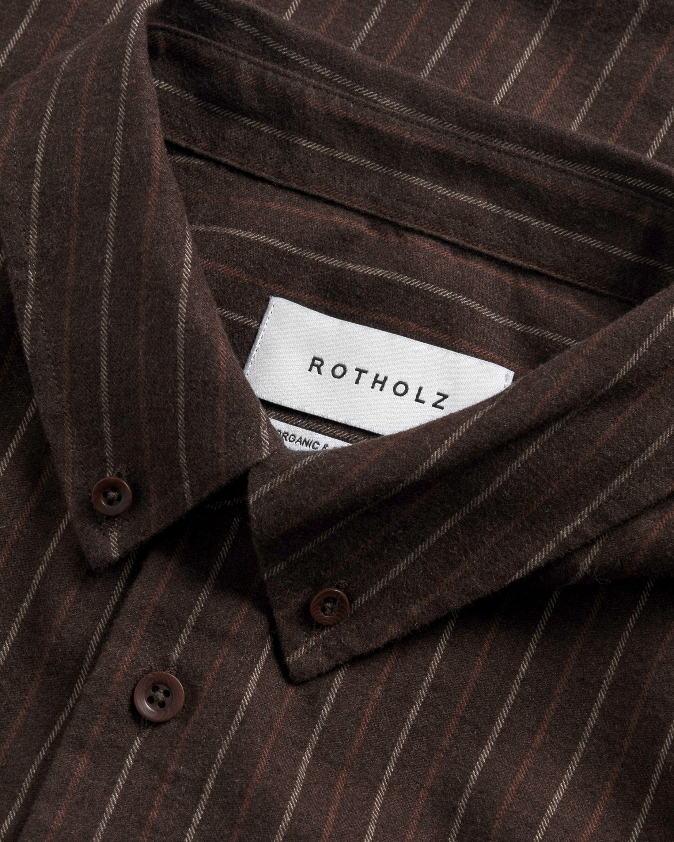 Button-Down Hemd Bio Baumwolle - Braun Gestreift