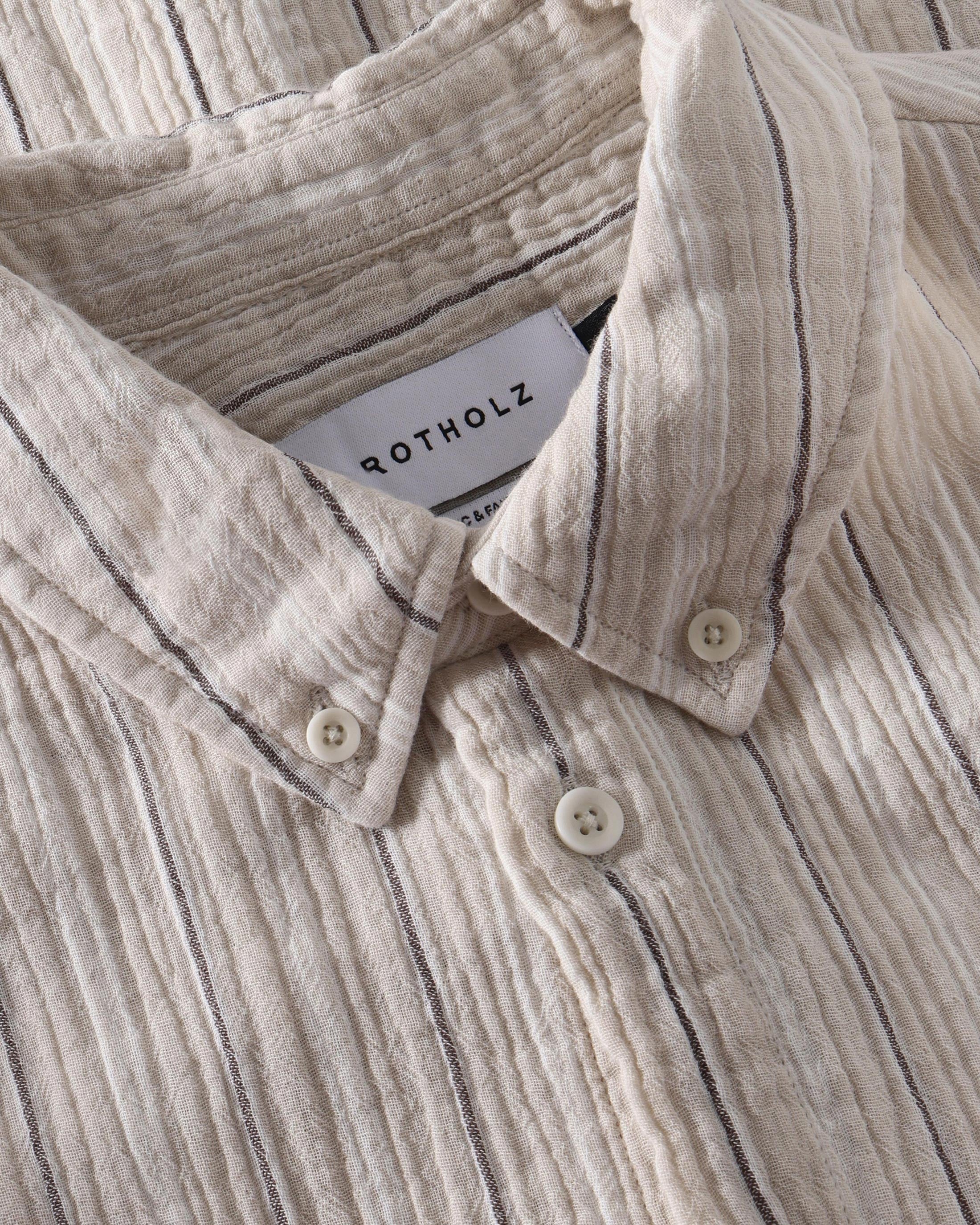 Musselin Hemd Bio Baumwolle - Beige Gestreift