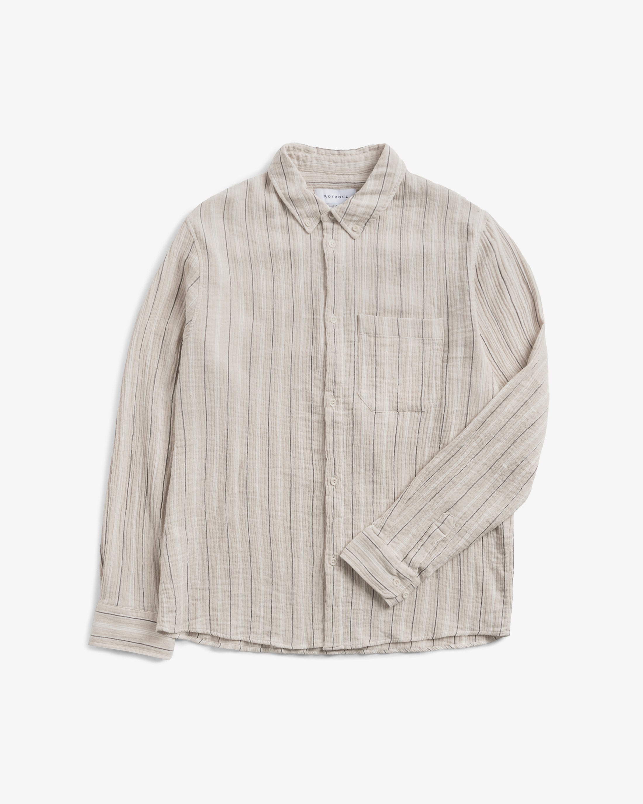 Musselin Hemd Bio Baumwolle - Beige Gestreift