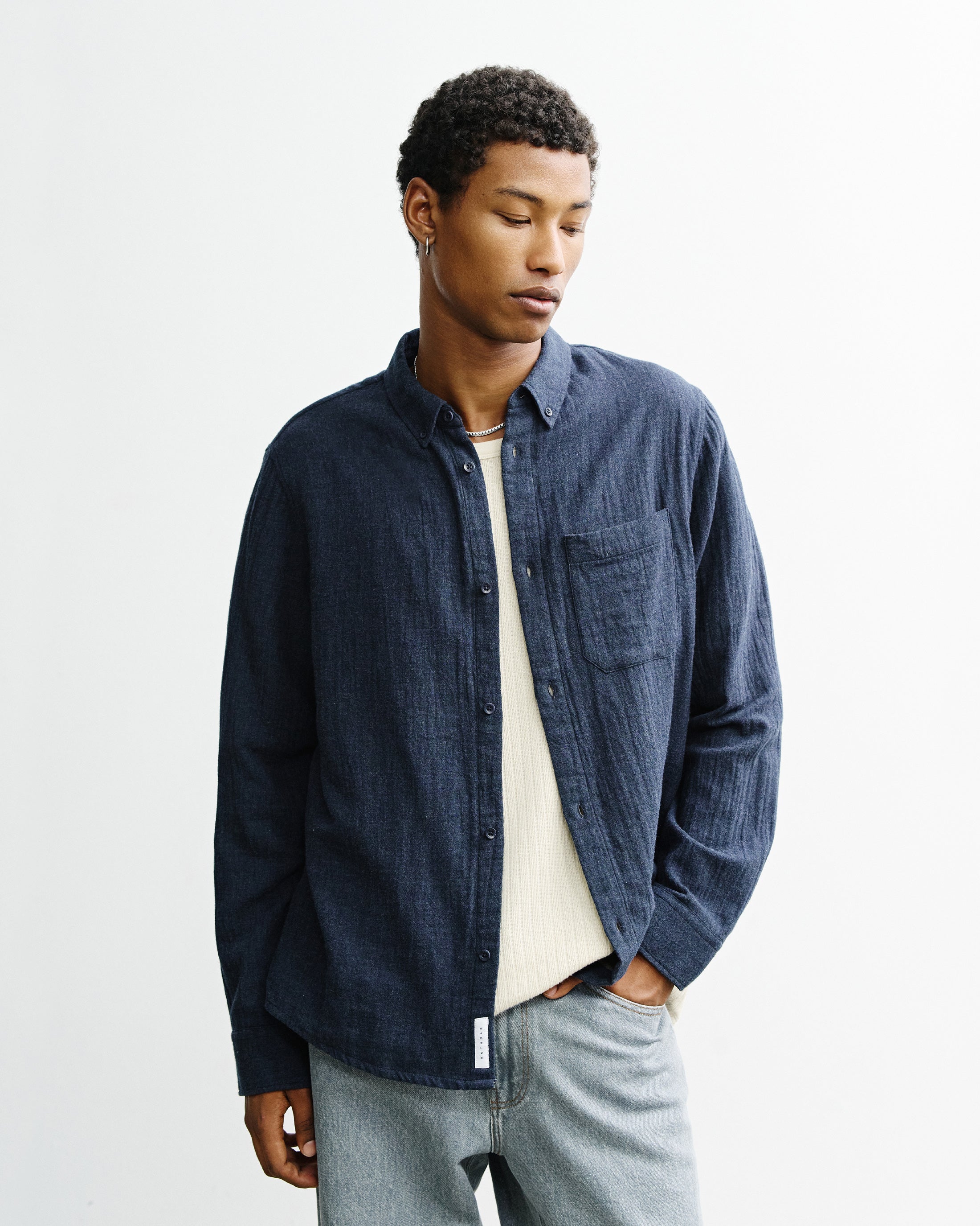 Button-Down Hemd Bio Baumwolle - Blau