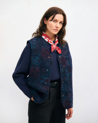 Weste Bio Wollmischung - Blau Melange