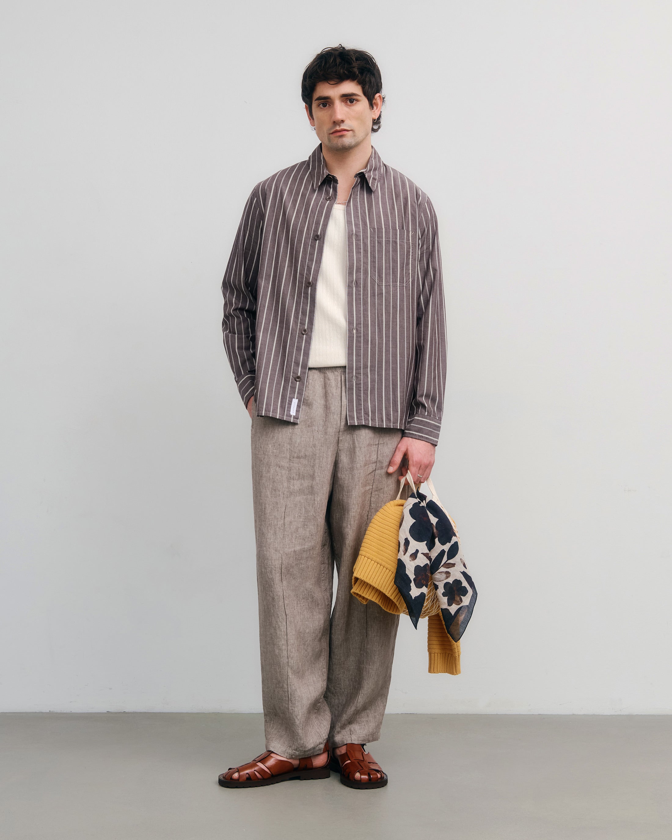 Gestreiftes Hemd Bio Baumwolle - Braun