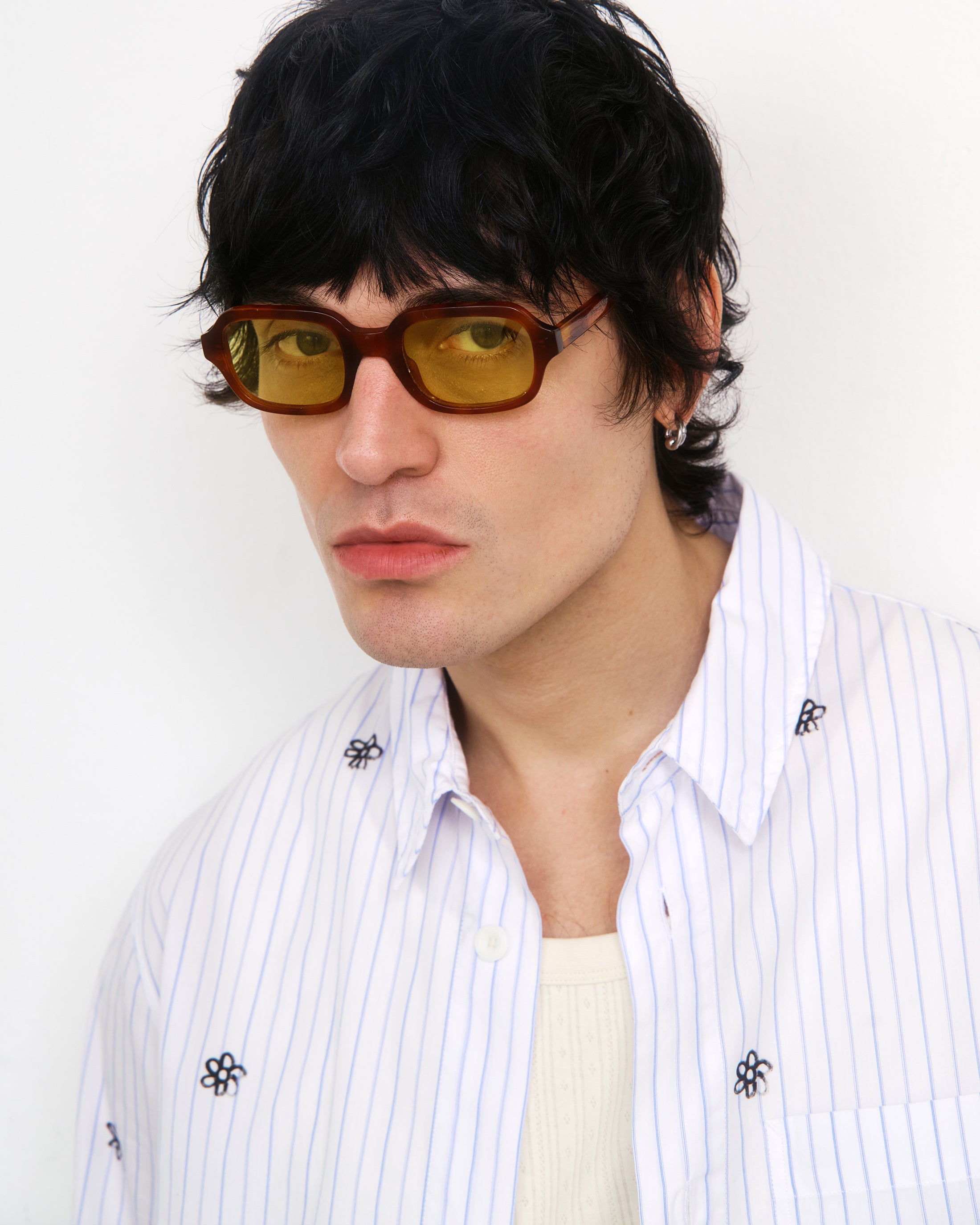 Flower Print Hemd Bio Baumwolle - Gestreift