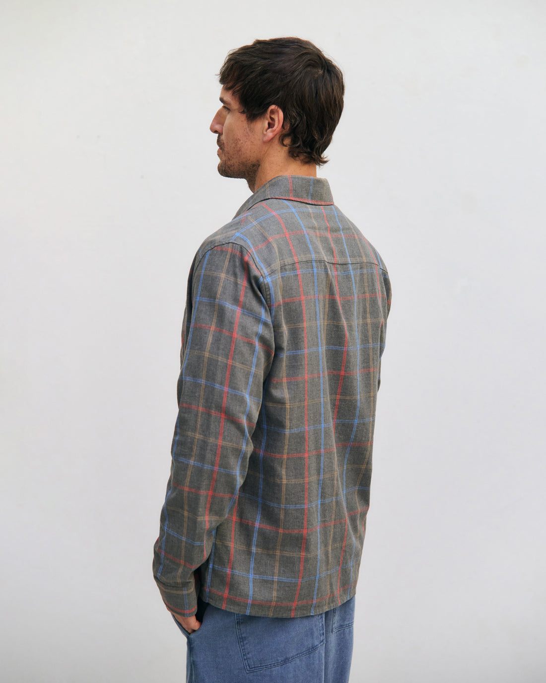 Kariertes Hemd Bio Baumwolle - Grau