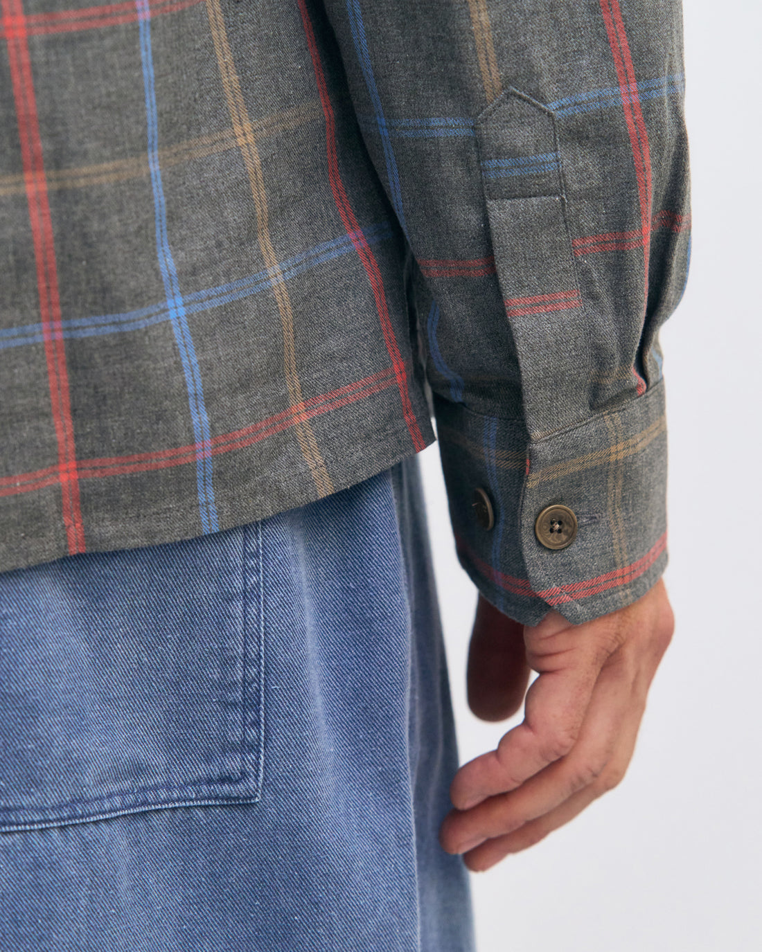 Kariertes Hemd Bio Baumwolle - Grau