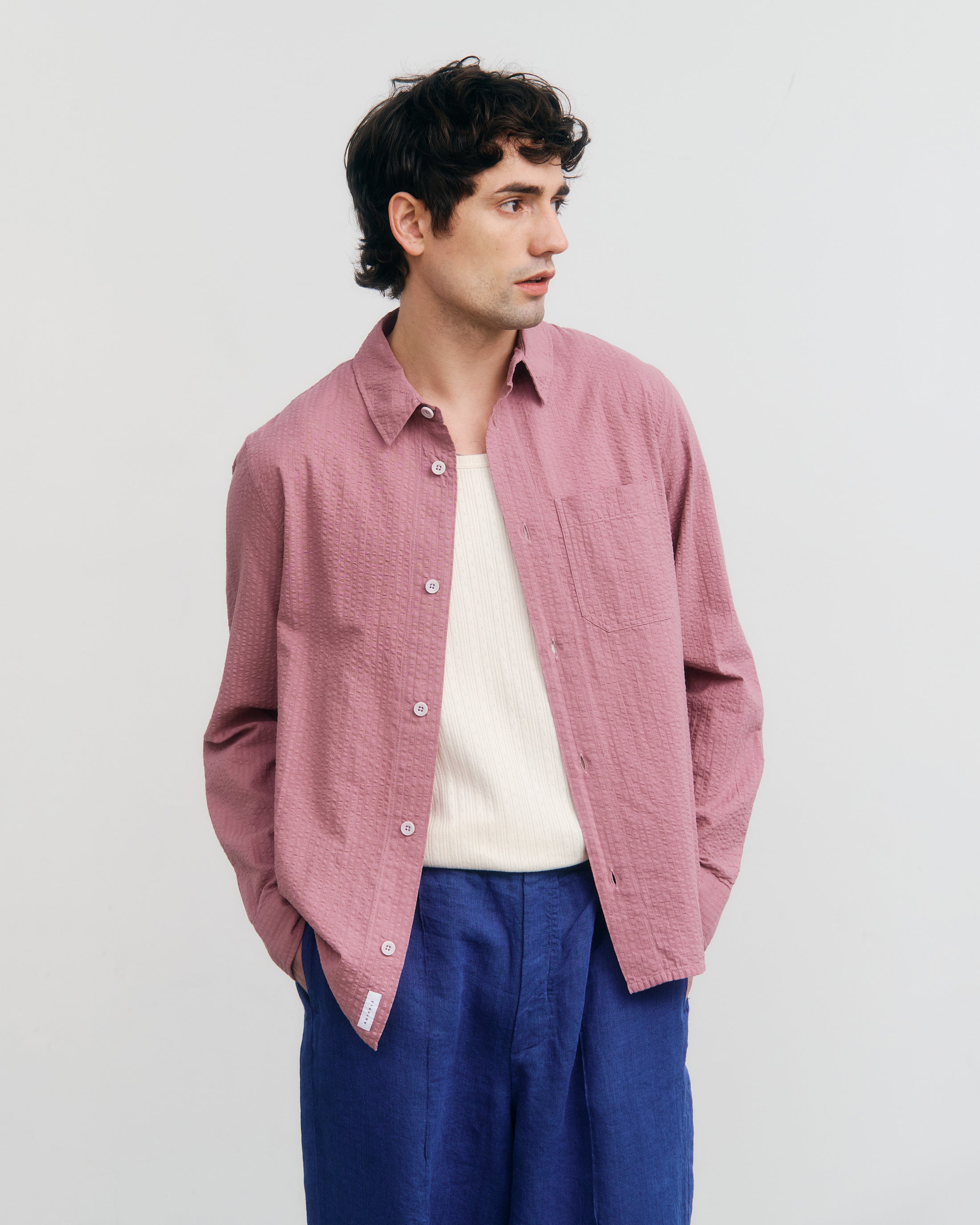 Seersucker Hemd Bio Baumwolle - Pink