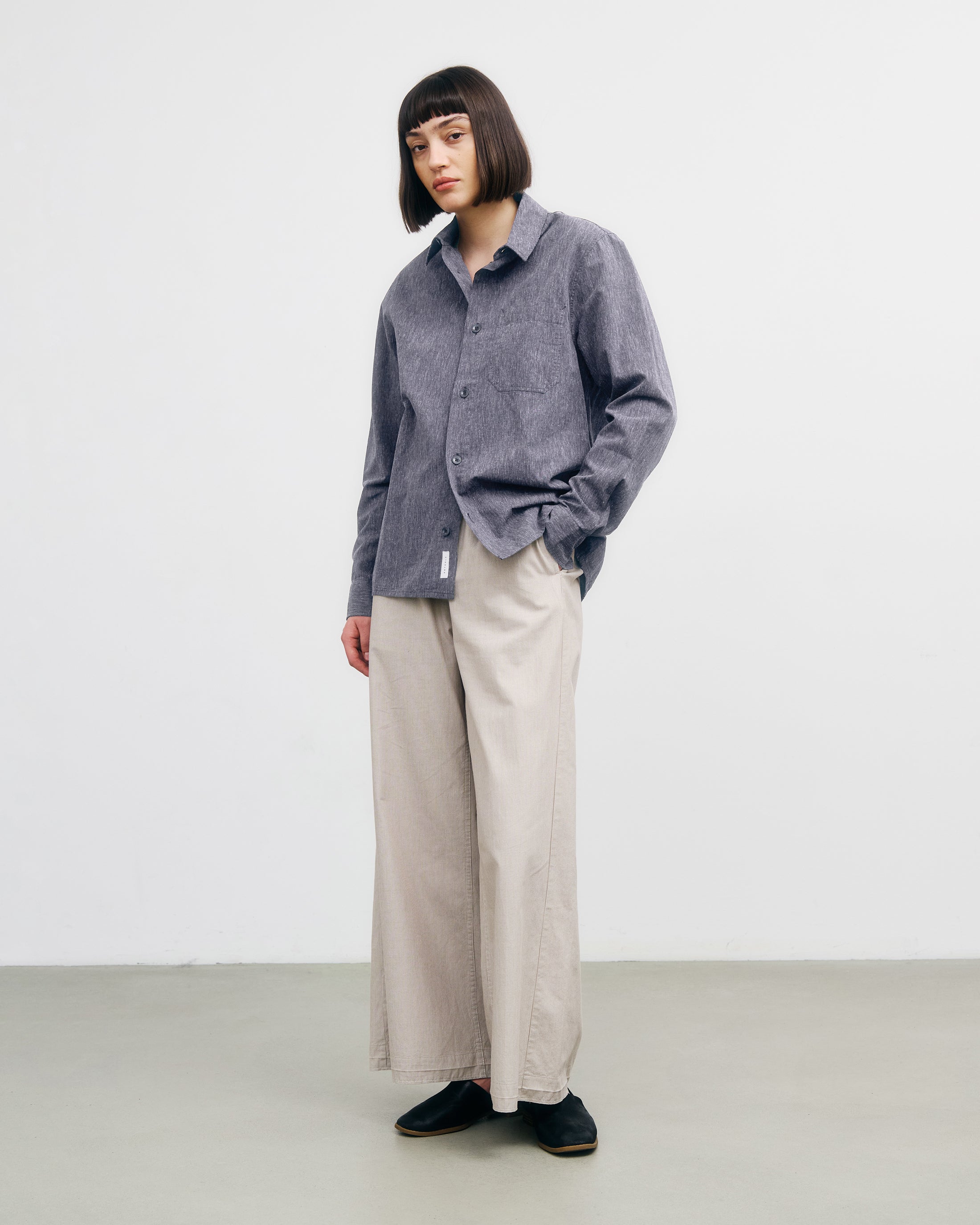 Meliertes Hemd Bio Baumwolle - Blau