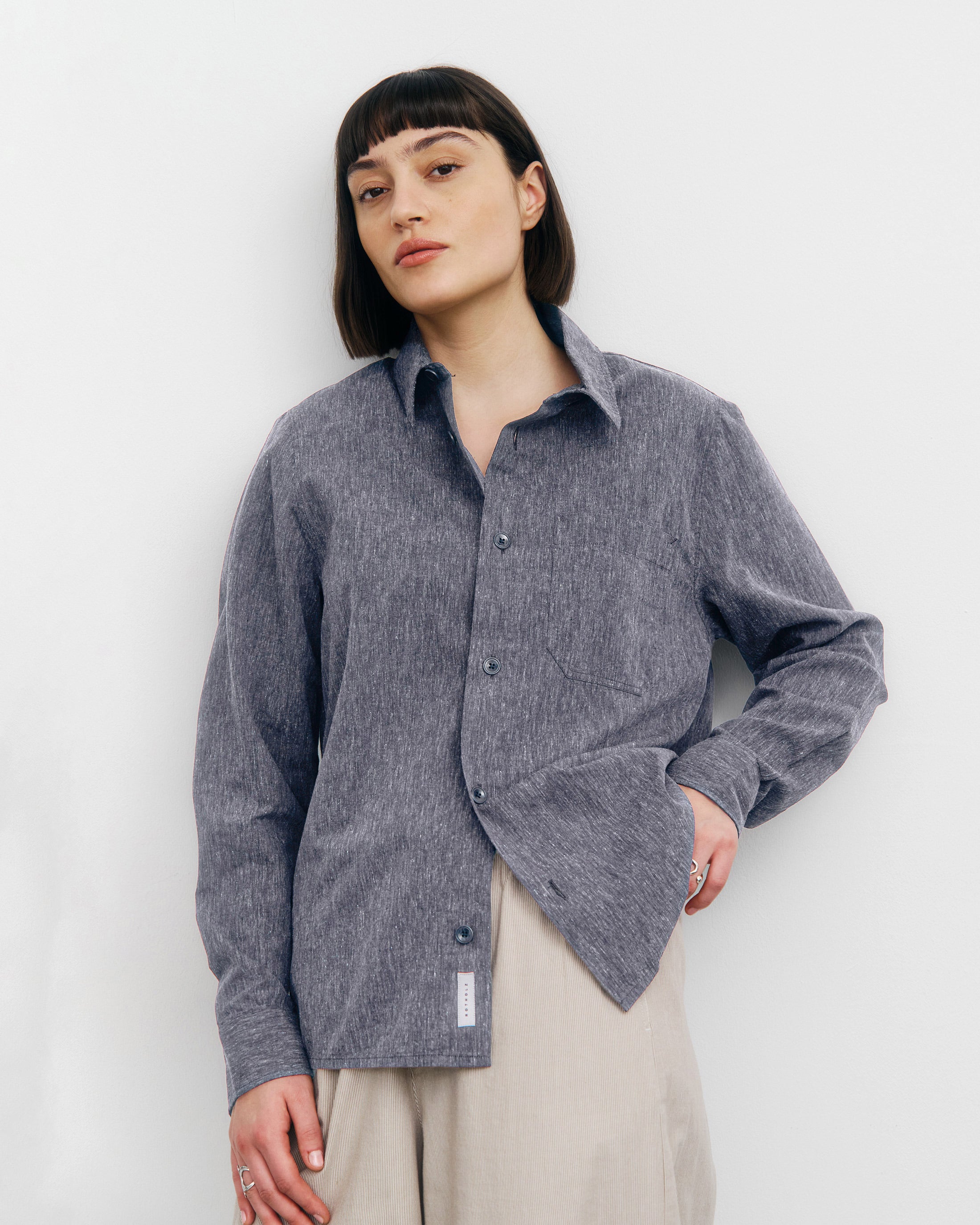 Meliertes Hemd Bio Baumwolle - Blau