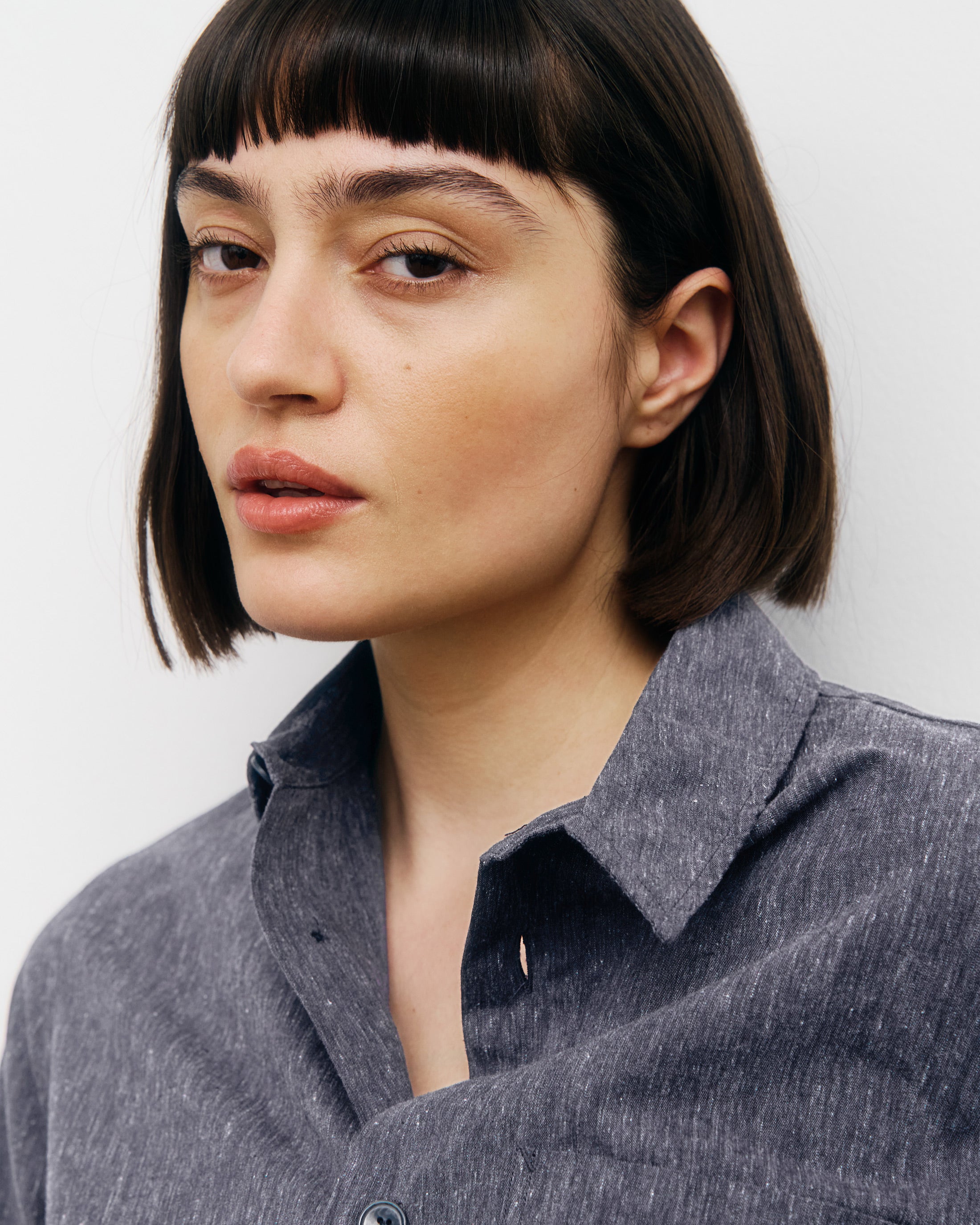 Meliertes Hemd Bio Baumwolle - Blau