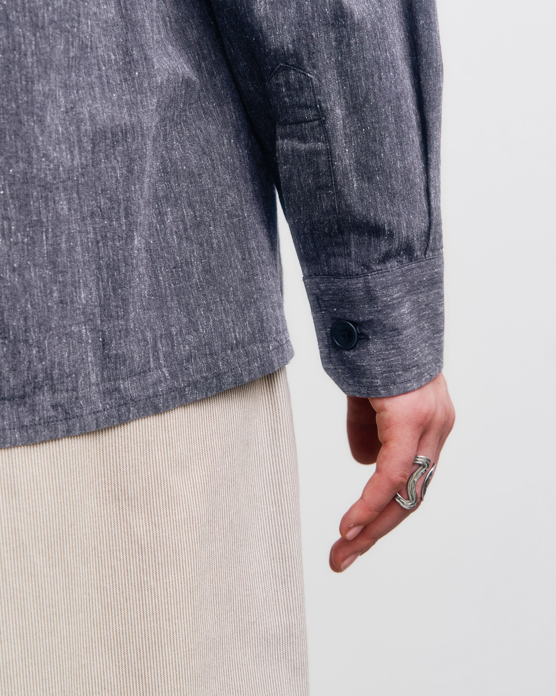 Meliertes Hemd Bio Baumwolle - Blau