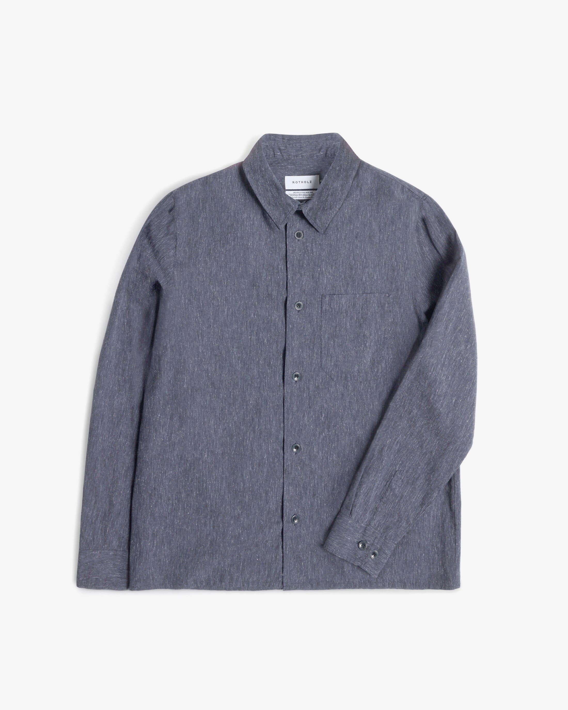 Meliertes Hemd Bio Baumwolle - Blau