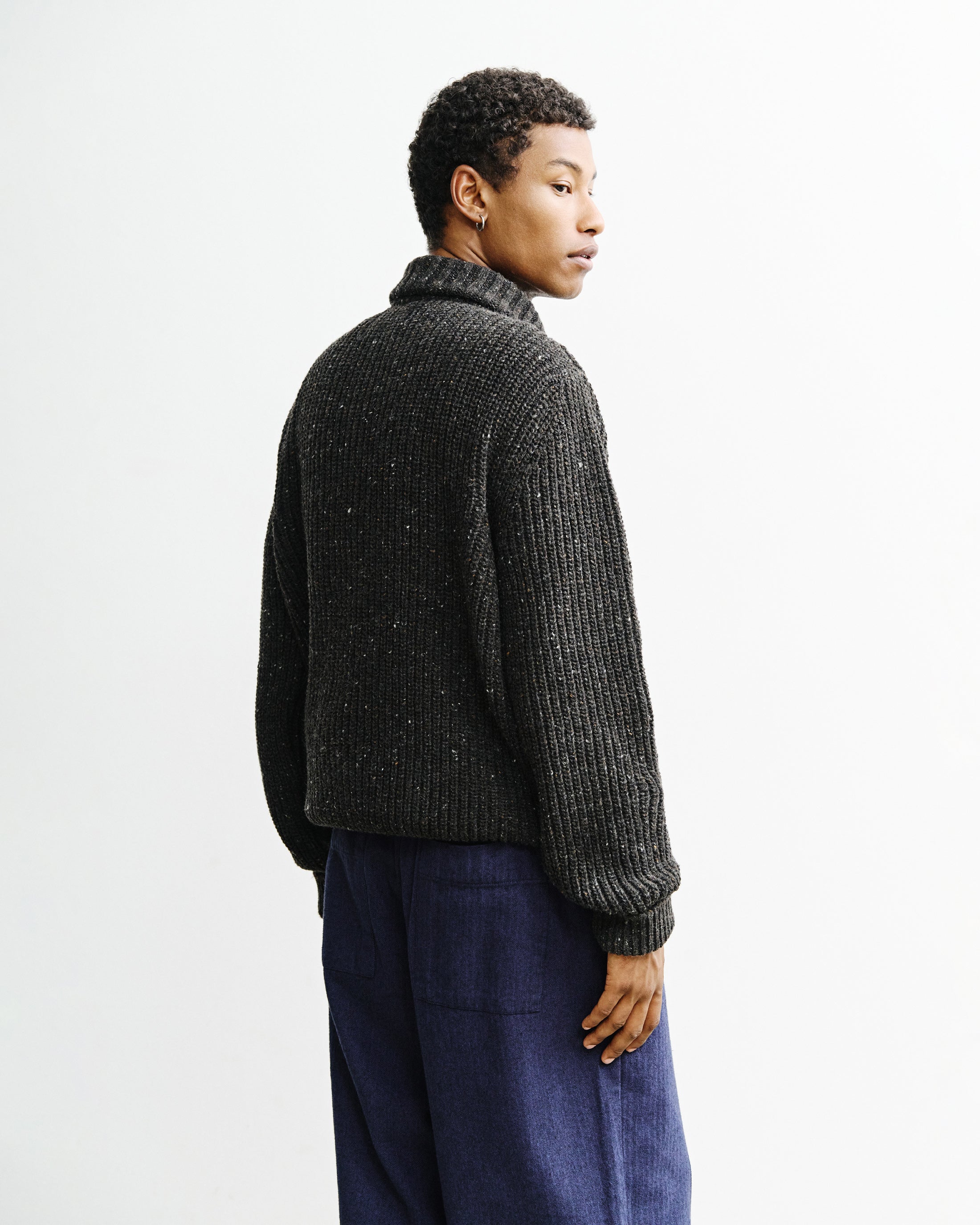 Chunky Strick Troyer Merinowolle - Schwarz