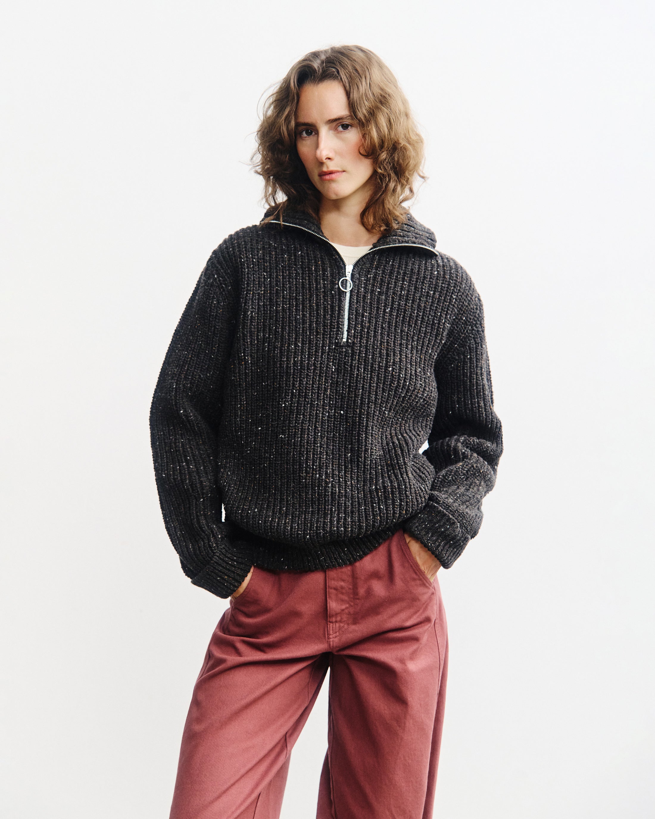Chunky Strick Troyer Merinowolle - Schwarz