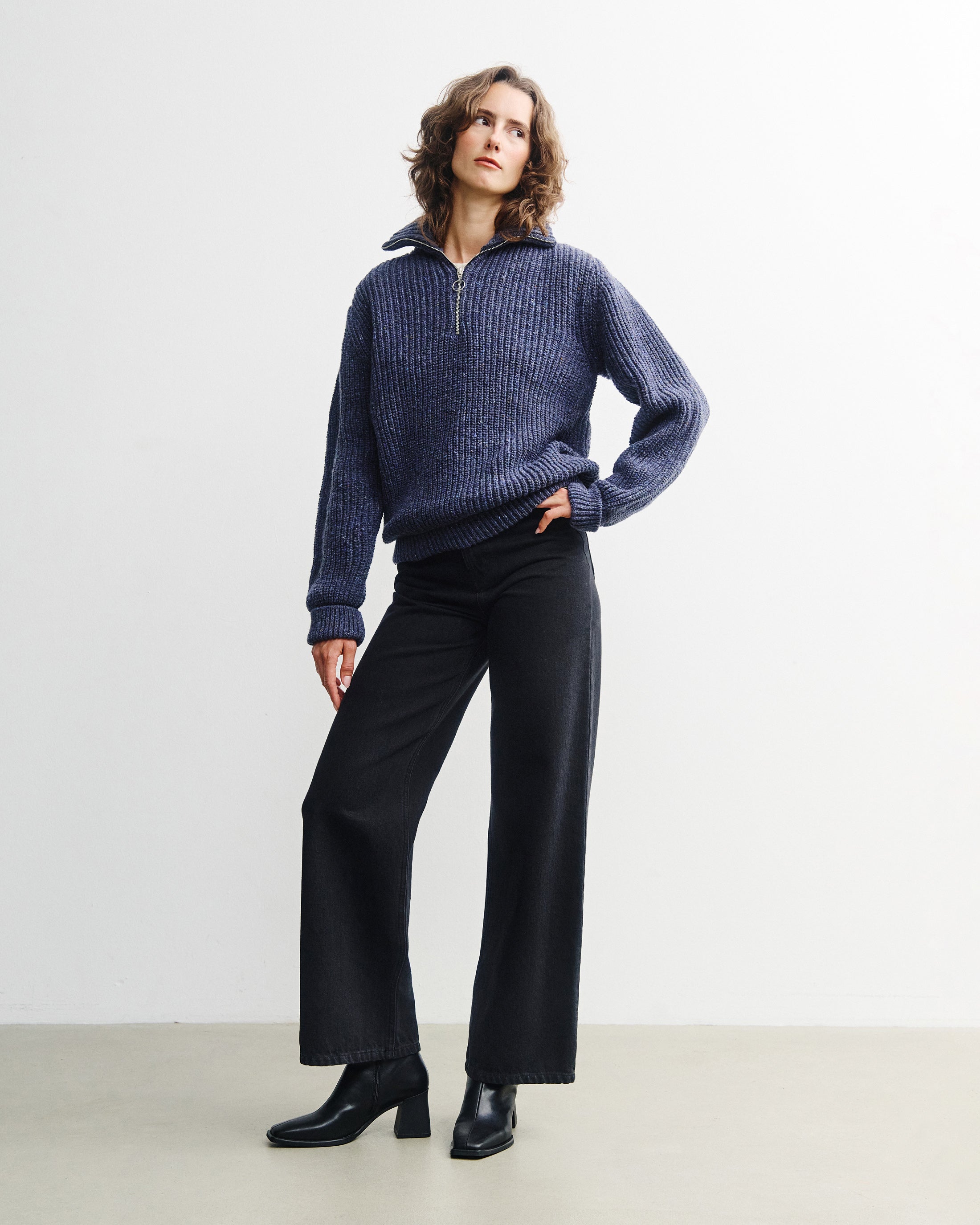 Chunky Strick Troyer Merinowolle - Blau