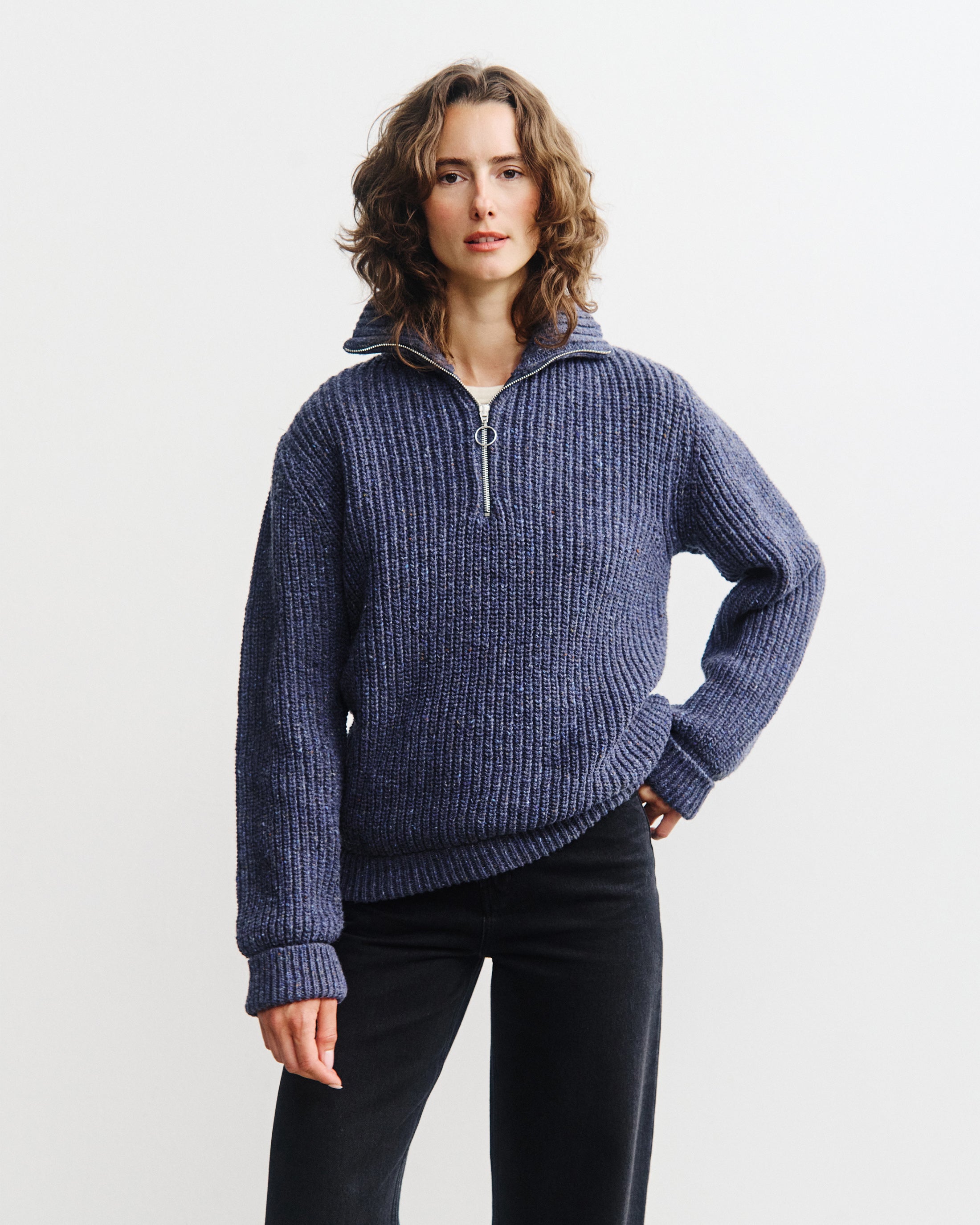 Chunky Strick Troyer Merinowolle - Blau