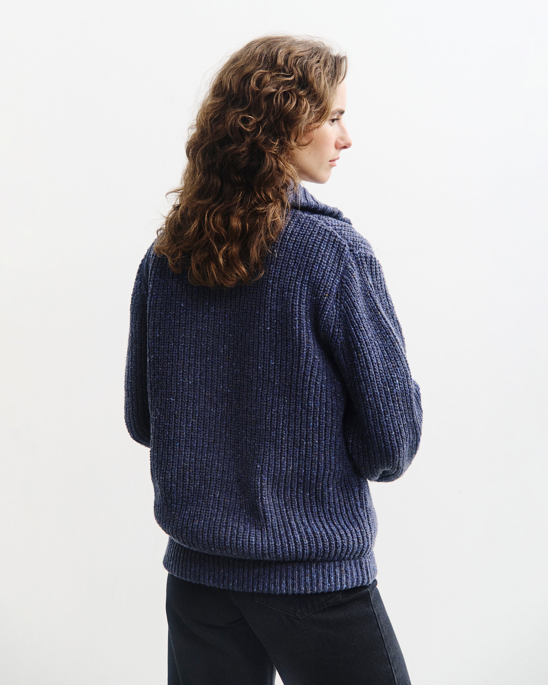 Chunky Strick Troyer Merinowolle - Blau