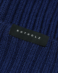 Klassische Mütze Merinowolle Ripp - Royalblau