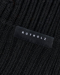 Klassische Mütze Merinowolle Ripp - Schwarz