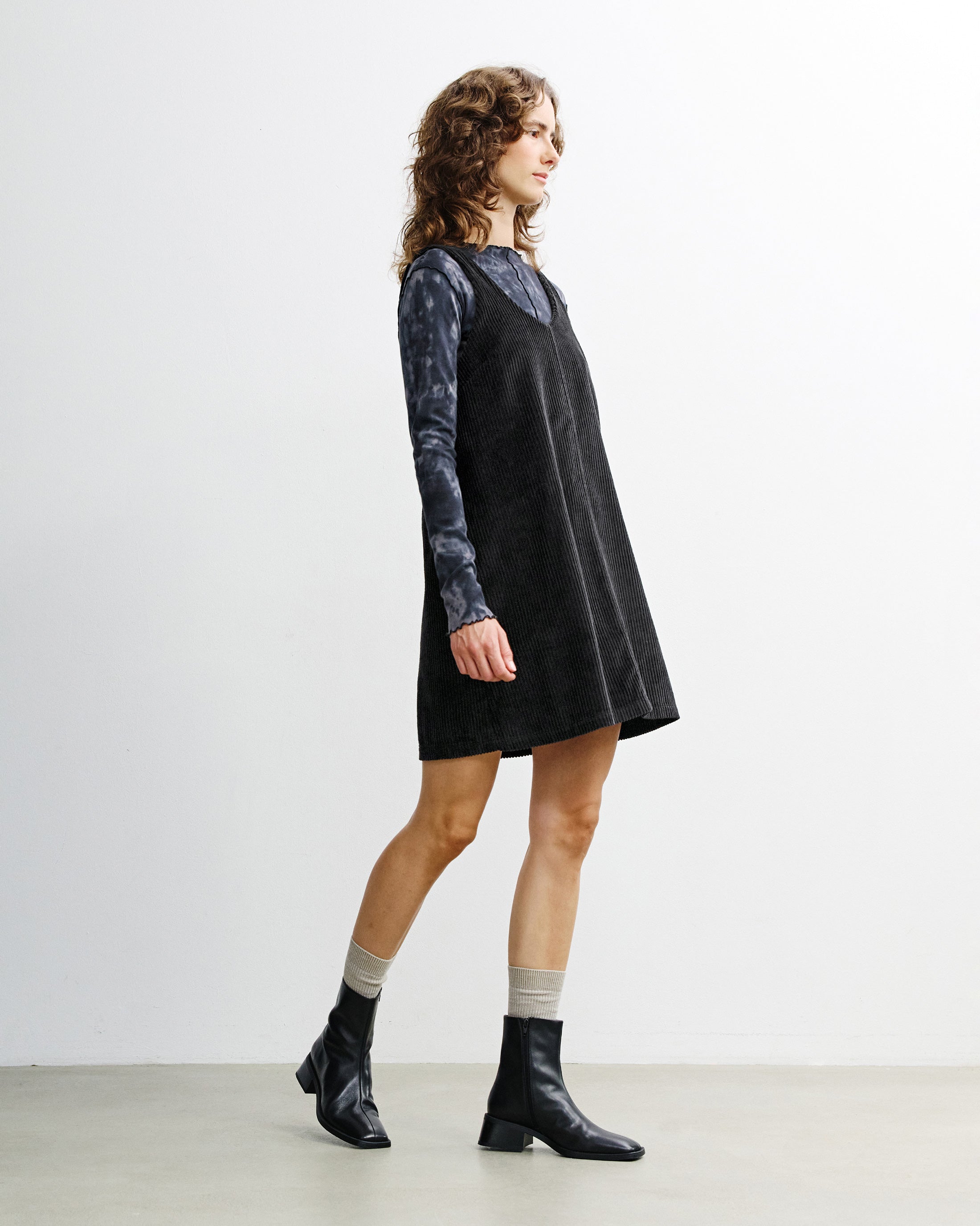 Cord Kleid Bio Baumwolle - Schwarz