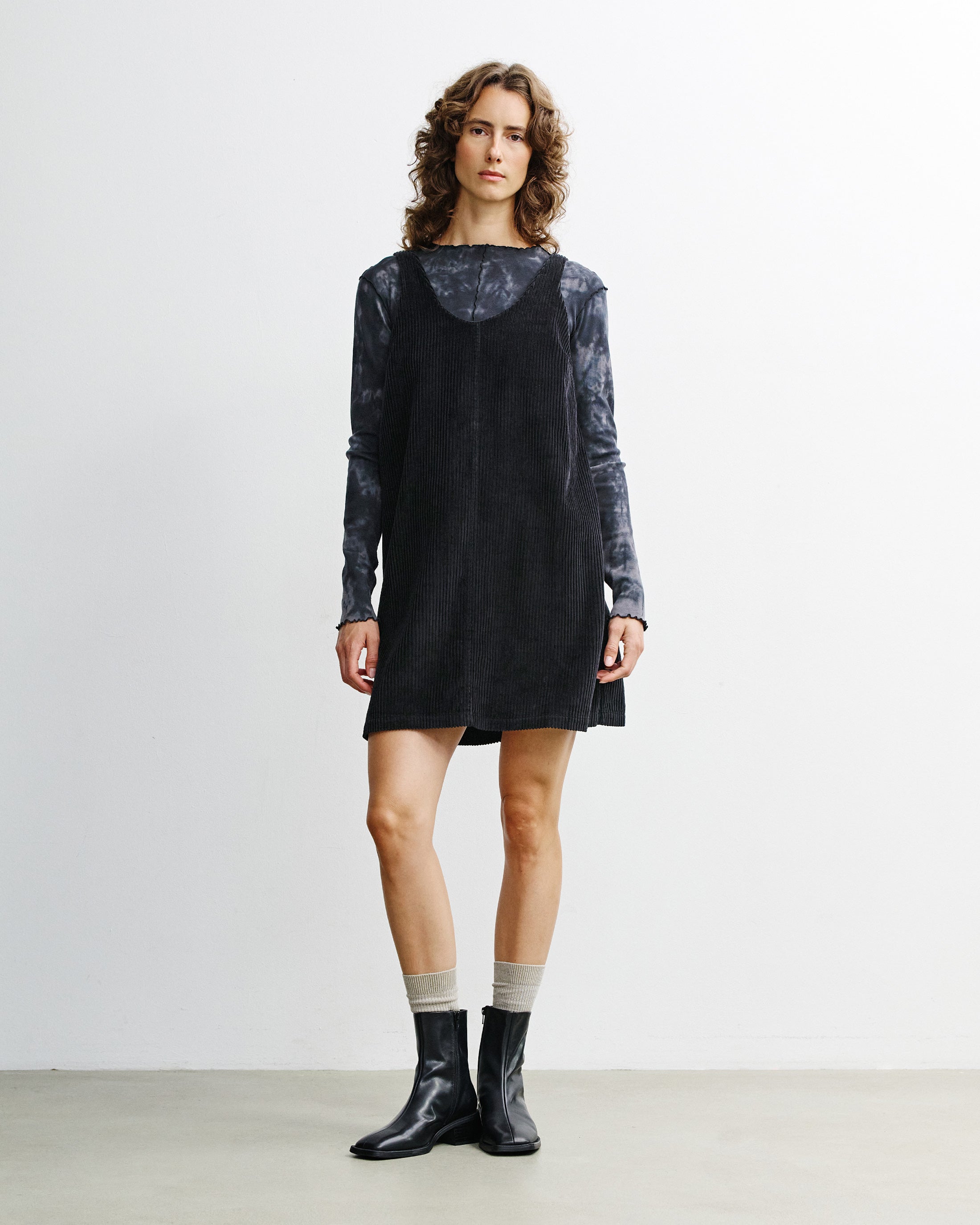 Cord Kleid Bio Baumwolle - Schwarz