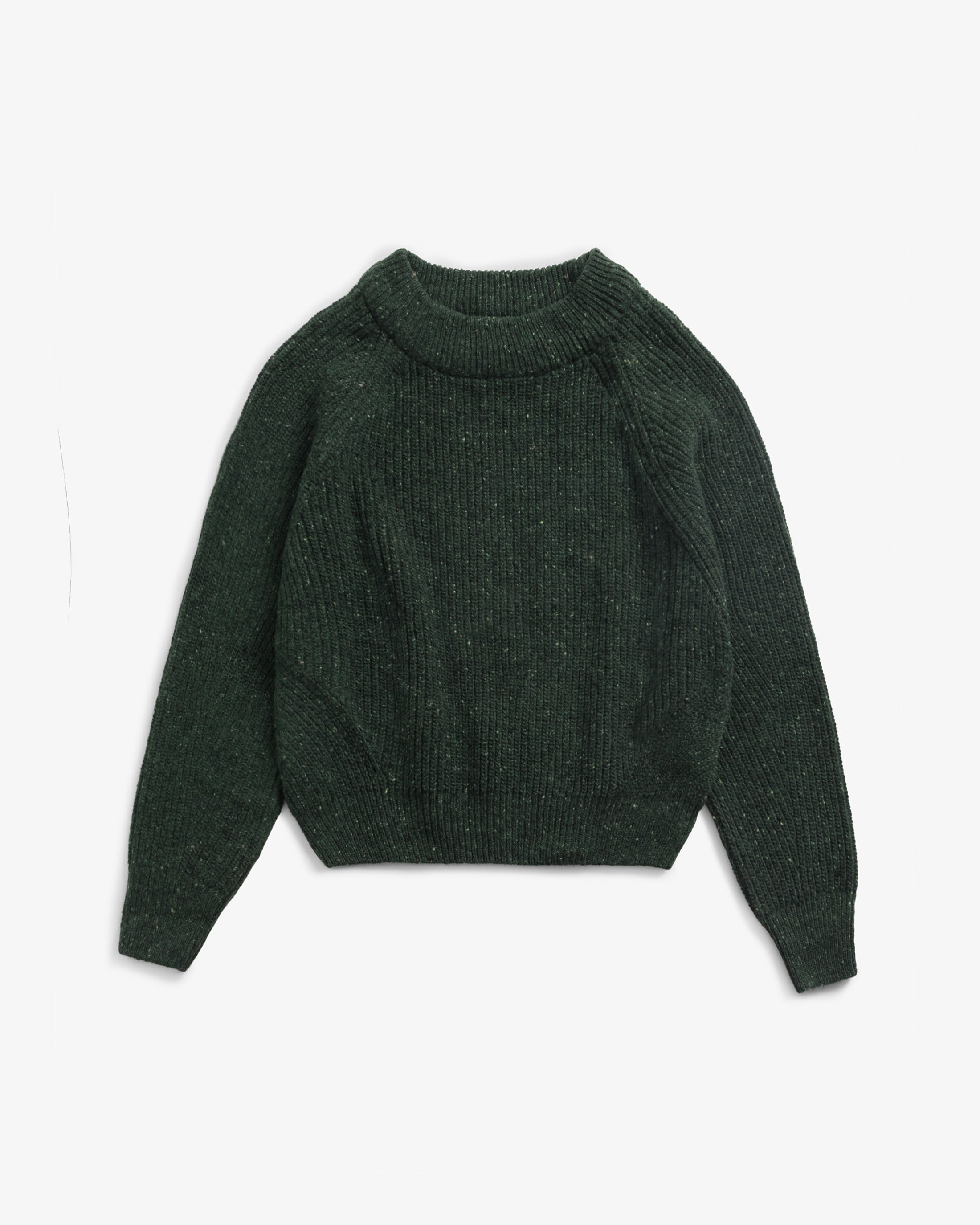 Kurzer Strickpullover Merinowolle - Grün