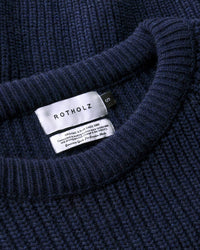 Kurzer Strickpullover Recycelte Wolle - Dunkelblau