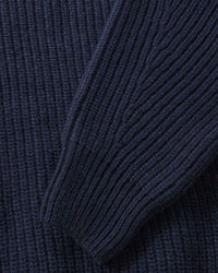 Kurzer Strickpullover Recycelte Wolle - Dunkelblau