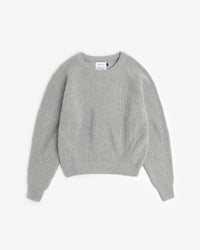 Kurzer Strickpullover Recycelte Wolle - Hellgrau