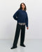 Kurzer Strickpullover Recycelte Wolle - Dunkelblau