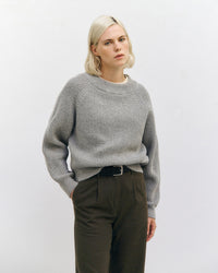 Kurzer Strickpullover Recycelte Wolle - Hellgrau