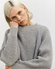 Kurzer Strickpullover Recycelte Wolle - Hellgrau