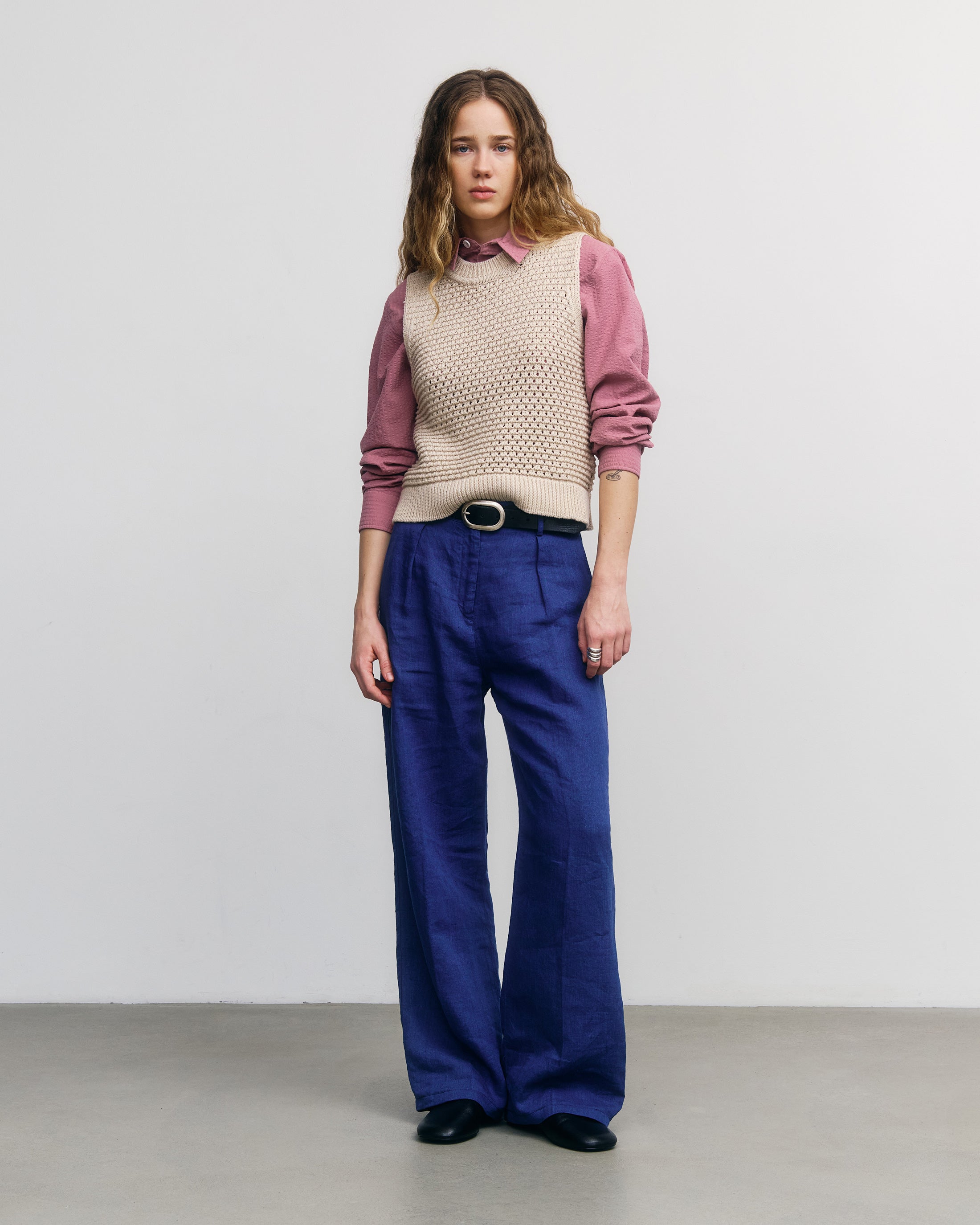 Kurze Strickweste Bio Baumwolle - Creme