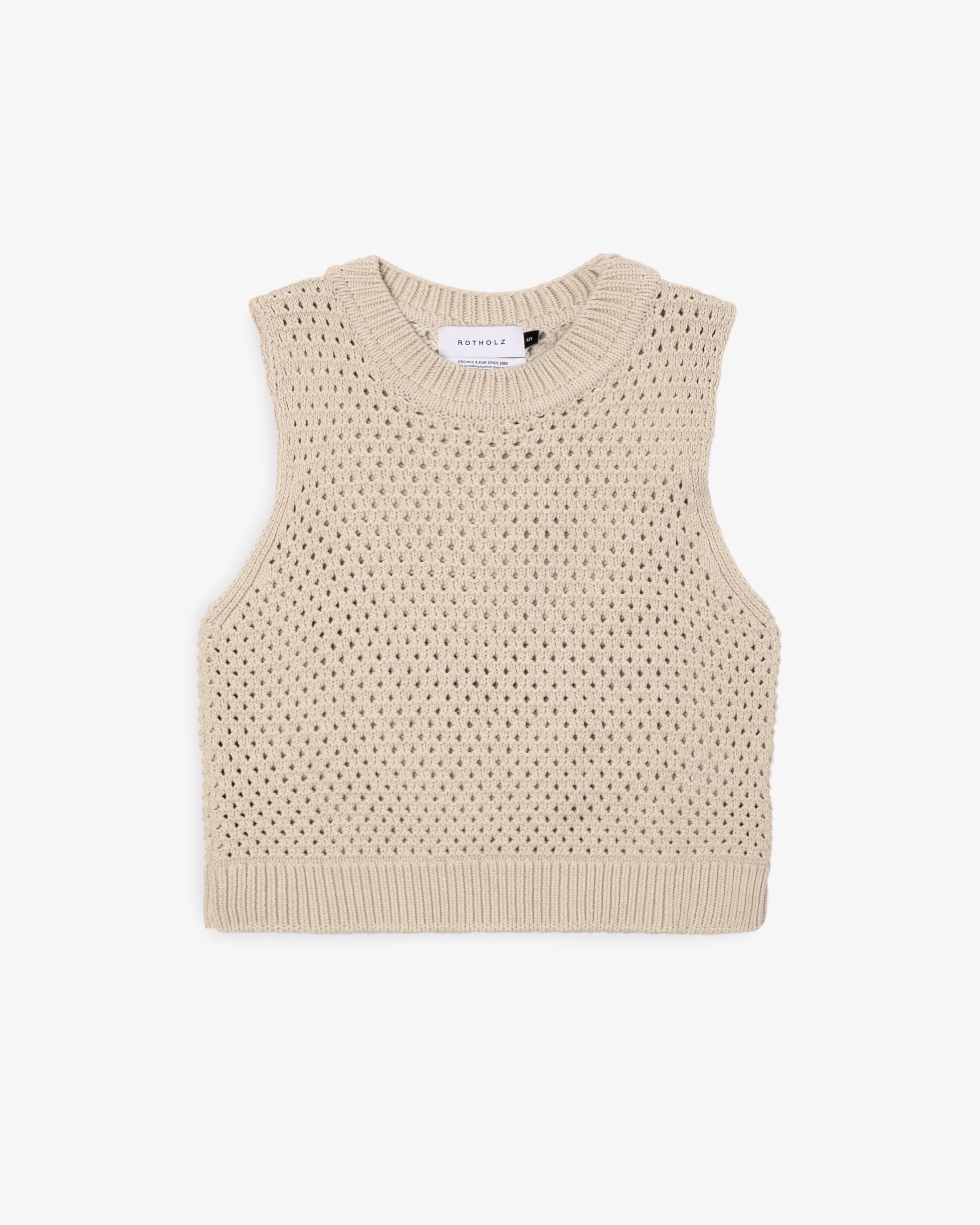 Kurze Strickweste Bio Baumwolle - Creme