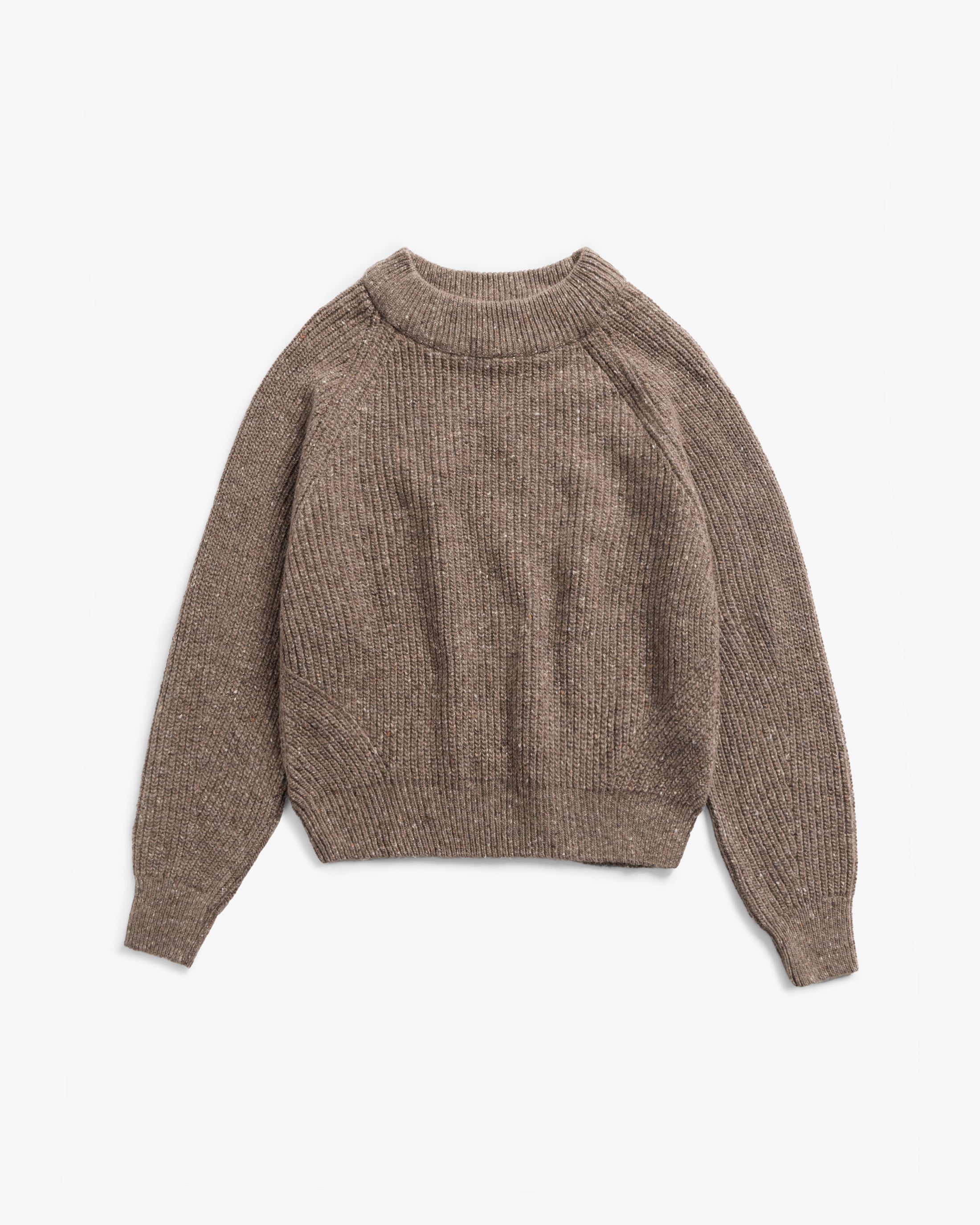Kurzer Strickpullover Merinowolle - Braun